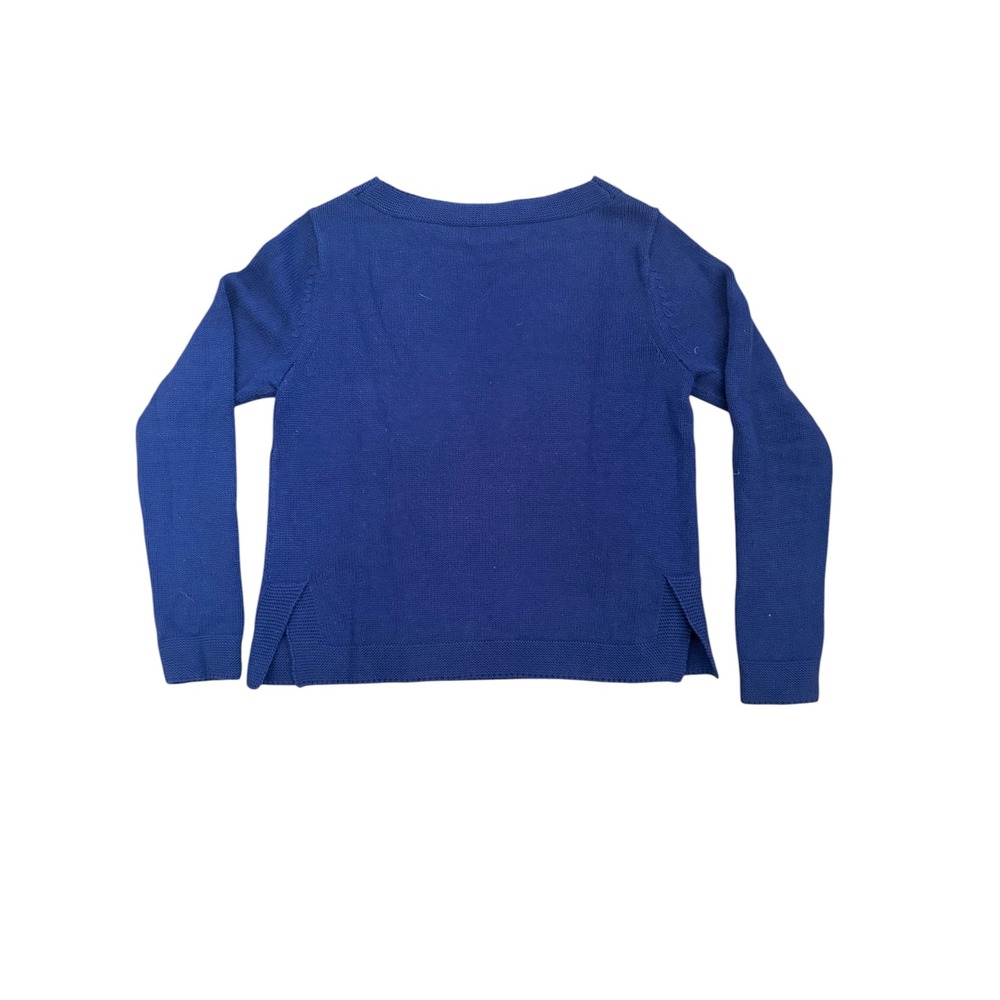 Vineyard Vines Blue Cotton Blend Boatneck Sweater XS Long Sleeve Side Slits